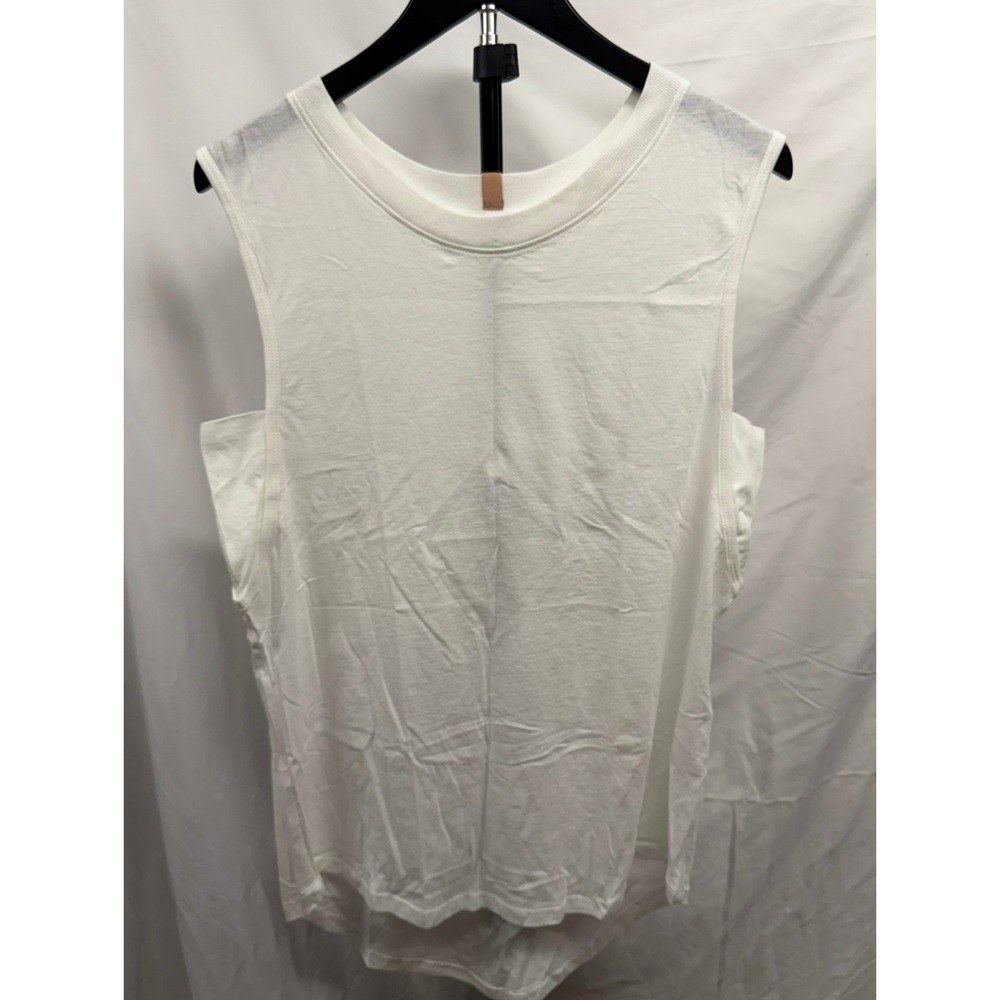 Lunya Women's White Organic Pima Sleep Muscle Shirt Sleeveless Tank Sz Medium - Picture 2 of 6